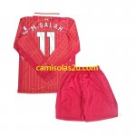 Camisolas de futebol Liverpool M Salah 11 Criança Equipamento Principal 2024/25 Manga Comprida